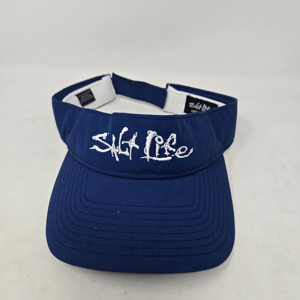 Salt Life UVAPOR Performance Visor Navy Blue Adjustable Fishing Hat Embroidered